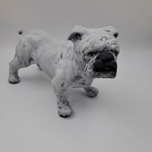 ​Vintage English Bulldog Figurine Statue - Faux Stone Granite Finish - 6.5" Long